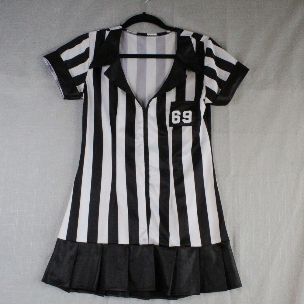 Referee Costume Dress Size Small Black White Striped Y2K Sporty Streetwear 69